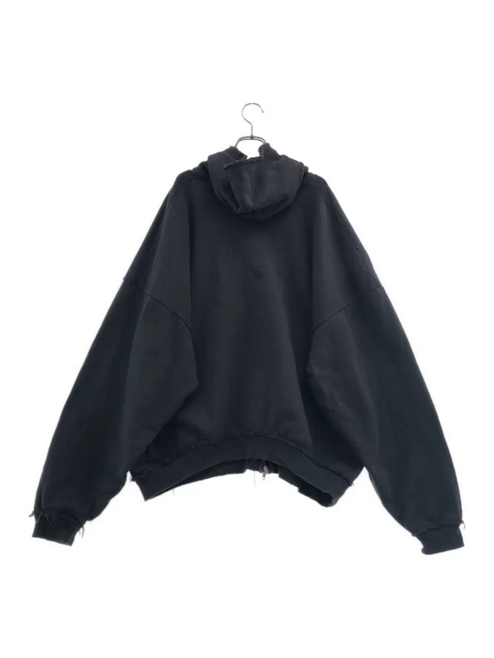 Balenciaga Ciao Bello Pulled Hoodie Distressed Zip Up Black XS
